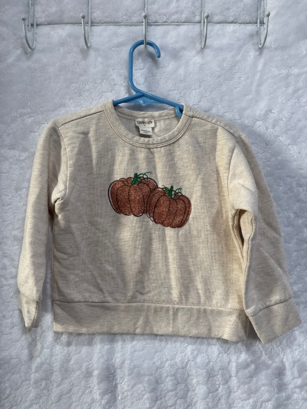 Crewcuts by J. Crew pullover sweater pumpkin glitter girls size XXS 2-3